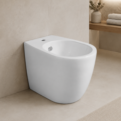 Set Sanitari Simas Vignoni a Terra con WC Rimless, Bidet e Sedile Soft Close